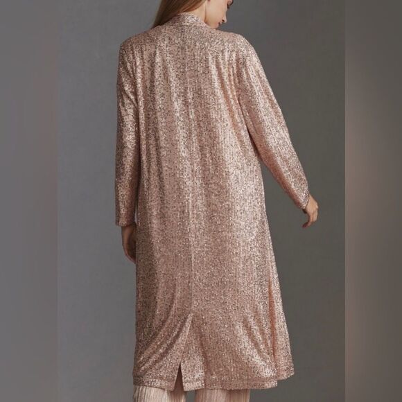 Anthropologie x Mare Mare Rose Gold Sequin Open Duster Sz XS NWT - Picture 14 of 16